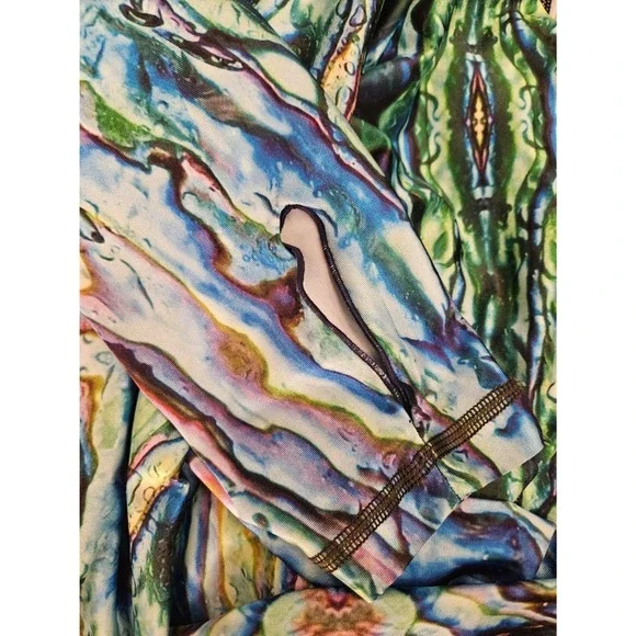 Slippins Long Sleeve Skinsuit Women OS Multi Color NWT Abstract Zip up - Picture 4 of 6